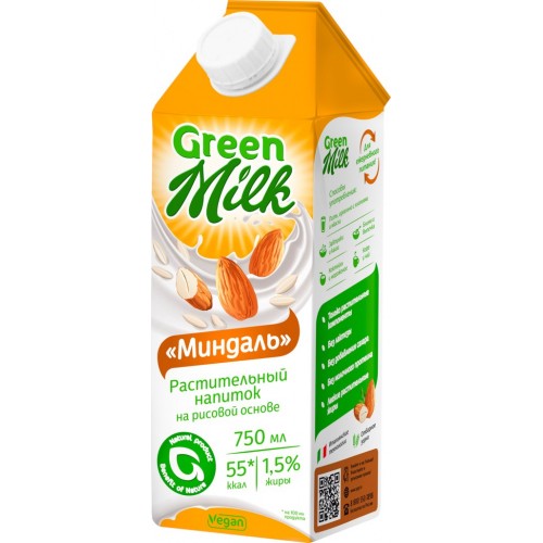 Напиток «Миндальный» на рисовой основе Green Milk 1Л