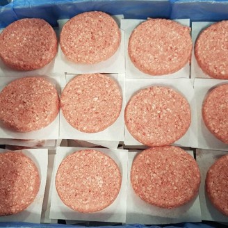 Котлета для гамбургера зам. 70/30 из мраморной говядины (105 штук в коробке) - ПраймБиф 1кг